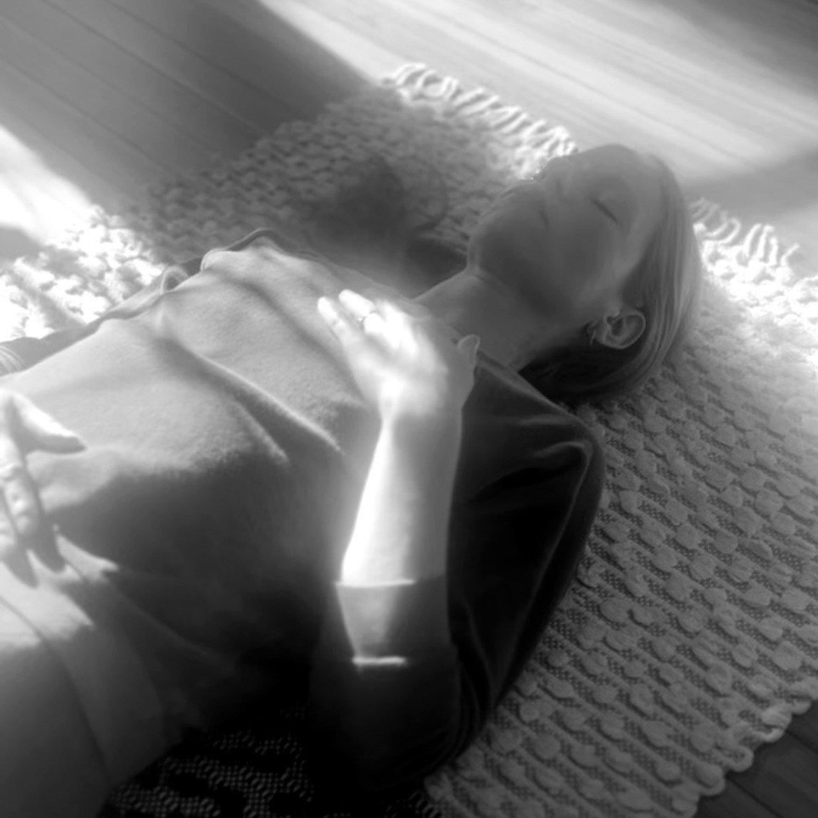 Kathryn Norris in a restorative meditation pose