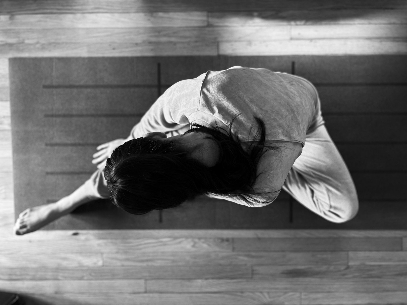 Yin yoga practice — overhead view